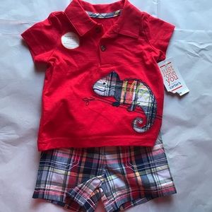 Just One You Boys Plaid Shirt and Shorts Set